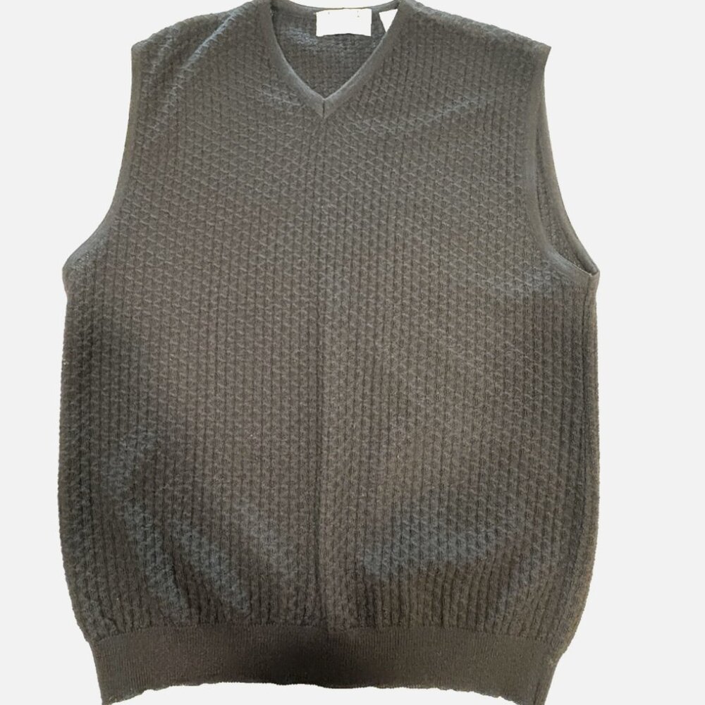 Italian Made 100% Fine Merino Wool Gray Sweater Vest Mens Medium